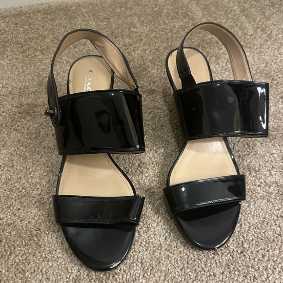 Coach Shoes - Coach Black Patent Leather Slingback Sandals